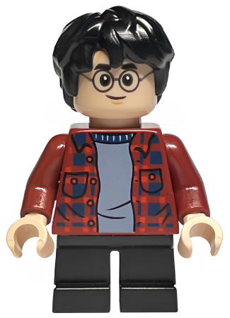 Минифигурка Lego Harry Potter - Dark Red Plaid Flannel Shirt, Black Short Legs hp233 N